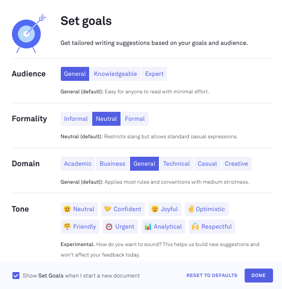 Setting goals